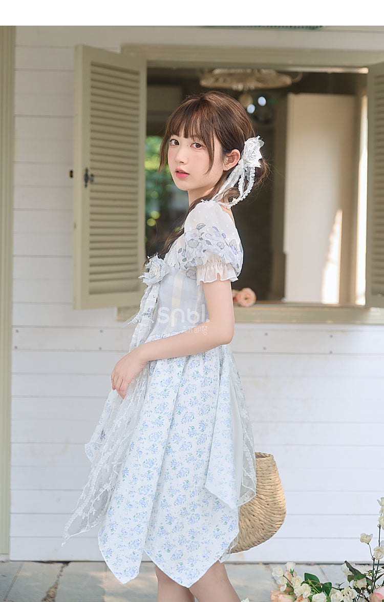 Robe Kawaii à fleurs printanières bleues ON628 