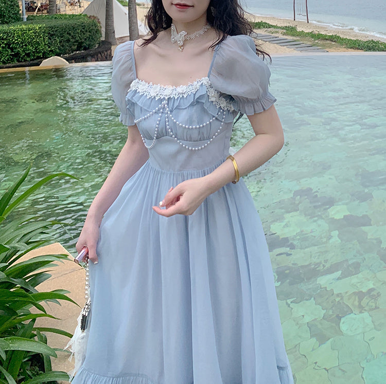 Vintage Romantic Pearl Princess Dress MK17453 - mkkawaiishop