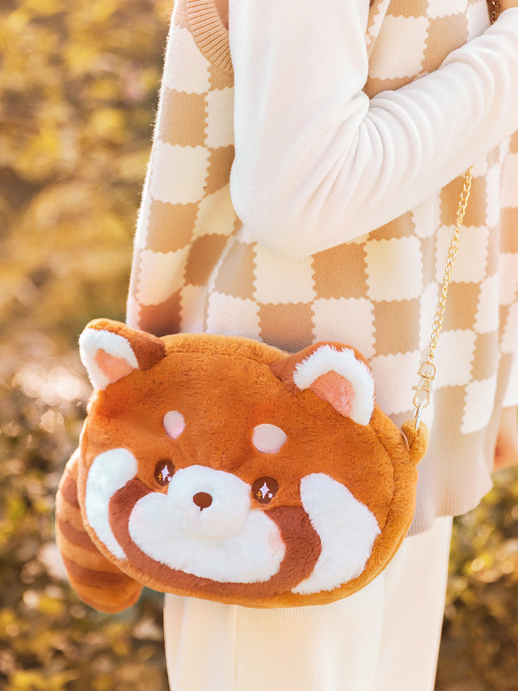 Sac à bandoulière en peluche panda roux kawaii 