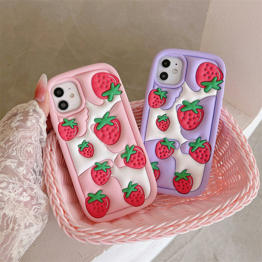 Pink Purple 3D Effect Strawberry Phone Case ON936