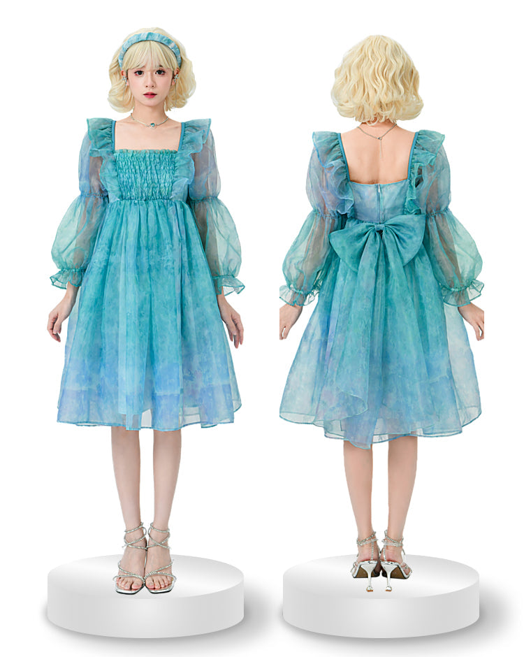 Cute Dreamy Girly Ocean Blue Ruffles Dress ON623