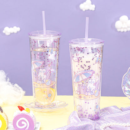Kawaii Summer Bunny Plastic Cup