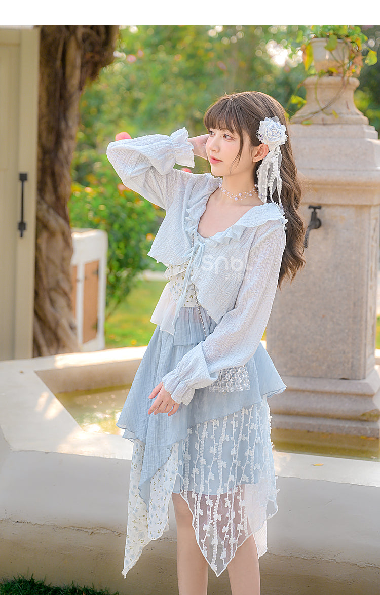 Cute Soft Girl Sky Blue Spring Cardigan ON626