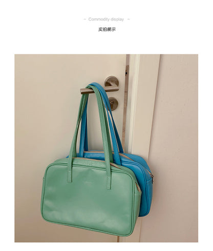 Leather Bag Color Tote Shoulder Bag - Heartzcore