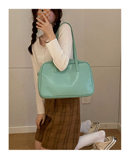 Leather Bag Color Tote Shoulder Bag - Heartzcore