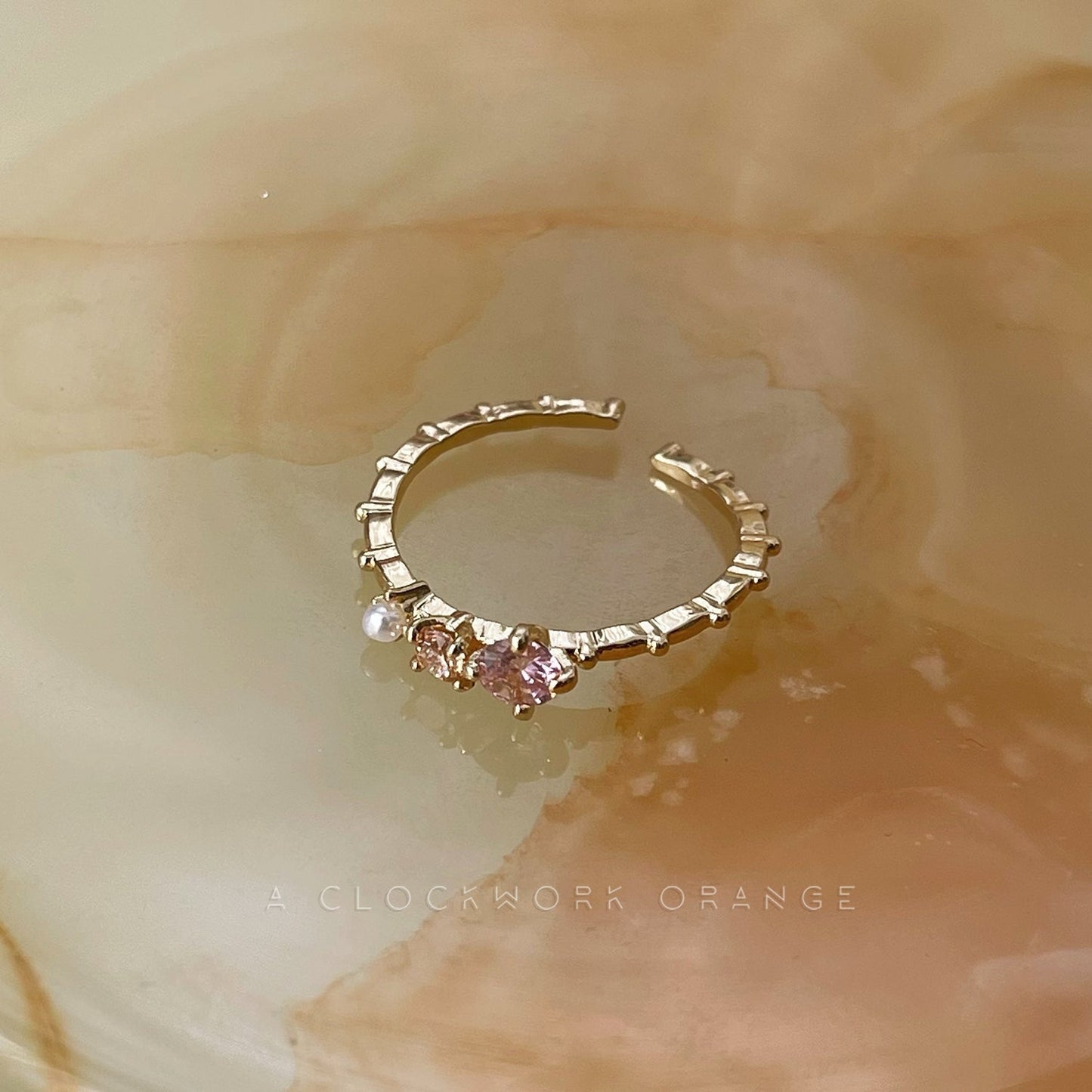 Pink Heart Starfire Ring LIN08 - mkkawaiishop