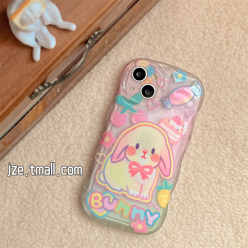 Coque de téléphone à motif de chat et de lapin 