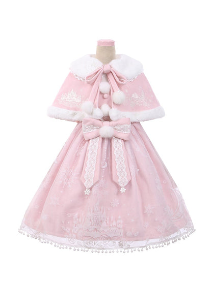 S/M Pink/Blue Kawaii Snow Fluffy Princess Dress and Cloak MK17182 - mkkawaiishop