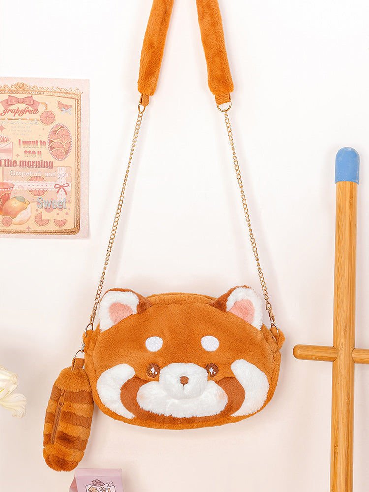 Sac à bandoulière en peluche panda roux kawaii 