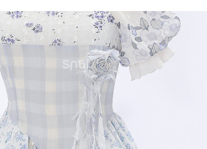 Kawaii Blue Spring Flowers Dress ON628