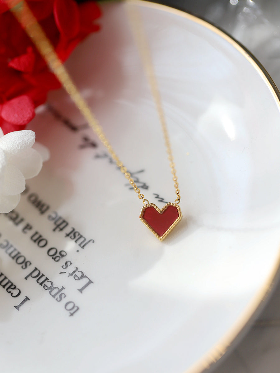 Ruby Heart Necklace LIN52 - mkkawaiishop