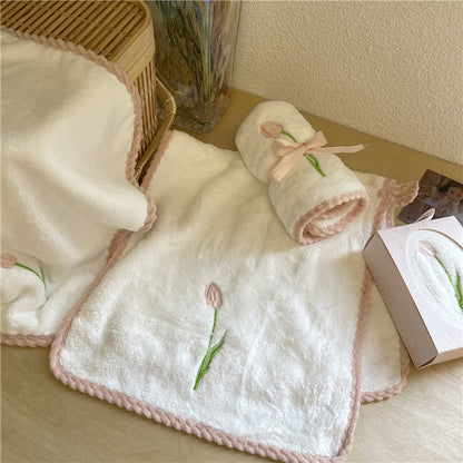 Tulip Embroidery Towel