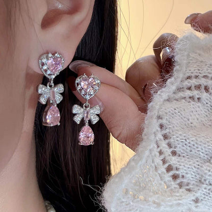 Pink Heart Diamond Earrings - Heartzcore