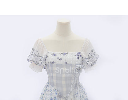 Kawaii Blue Spring Flowers Dress ON628