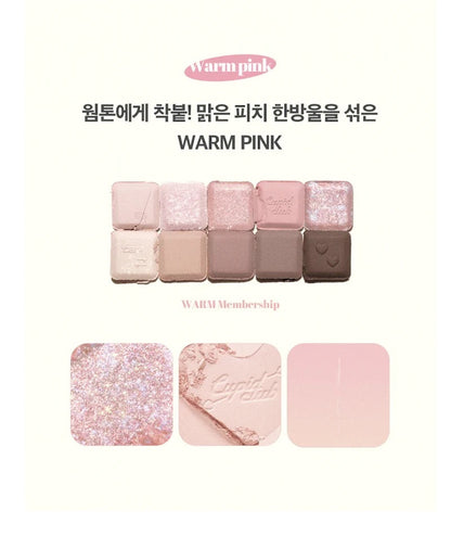 Heart Blush Pink Eyeshadow Glitter Palette 10-color - Heartzcore