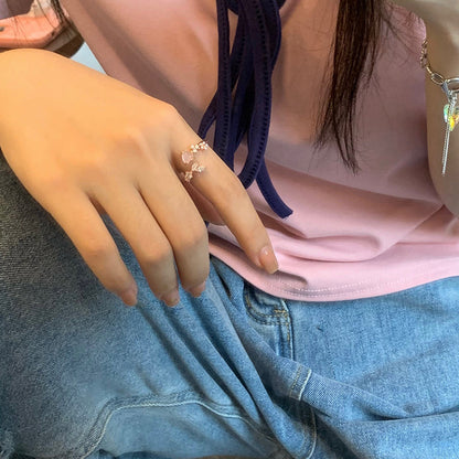 Peachy Encrusted Ring LIN01 - mkkawaiishop