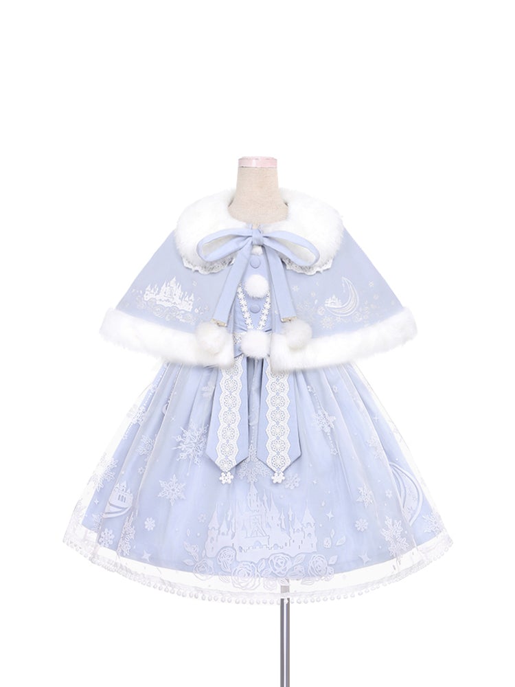 S/M Pink/Blue Kawaii Snow Fluffy Princess Dress and Cloak MK17182 - mkkawaiishop