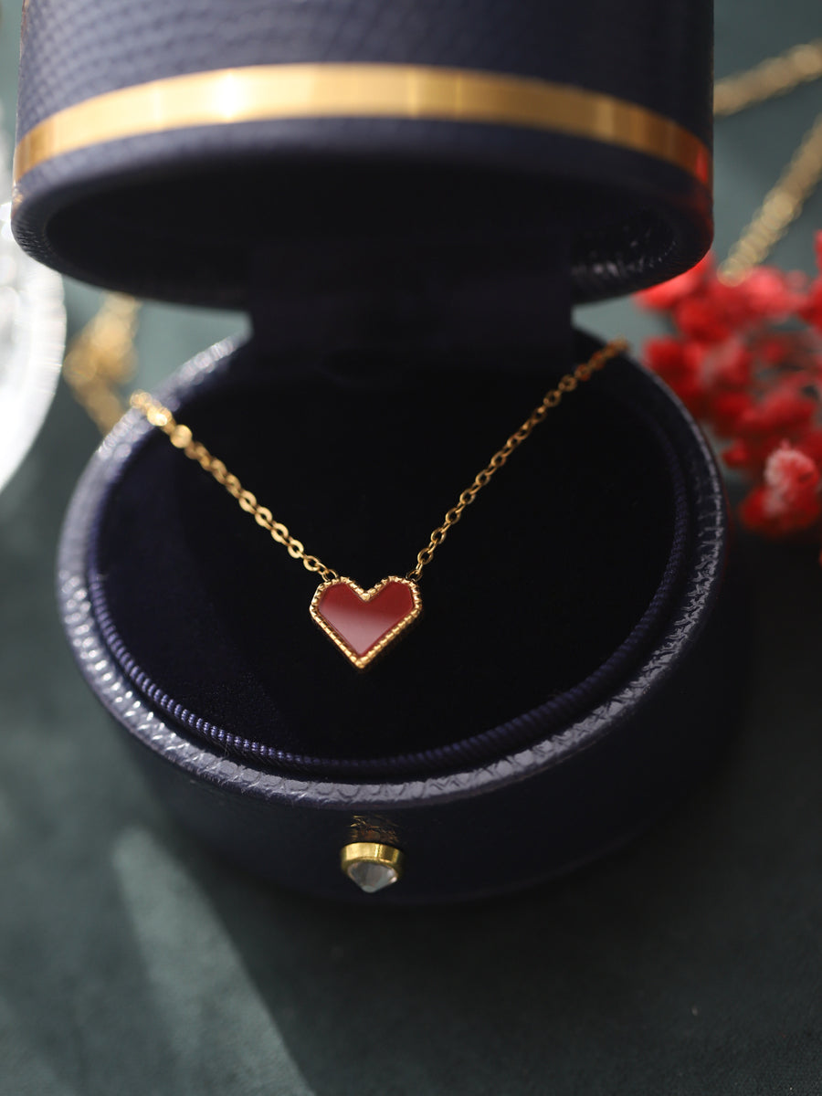 Ruby Heart Necklace LIN52 - mkkawaiishop