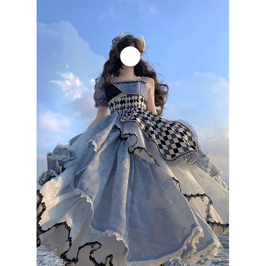 Alice im Wunderland Asymmetrisches Retro-Lolita-Kleid MK19189