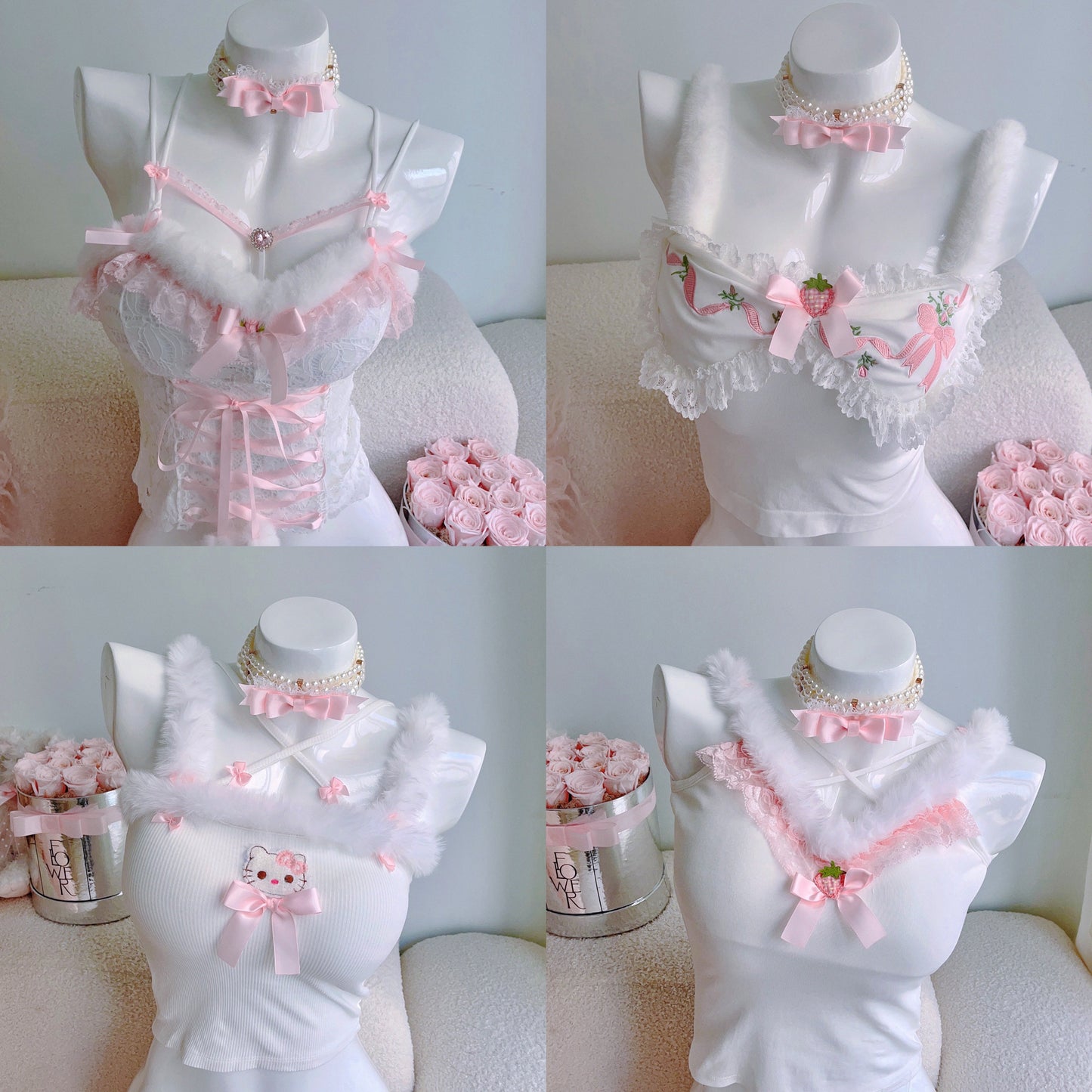 Kawaii Lace Trim Tops MK18934