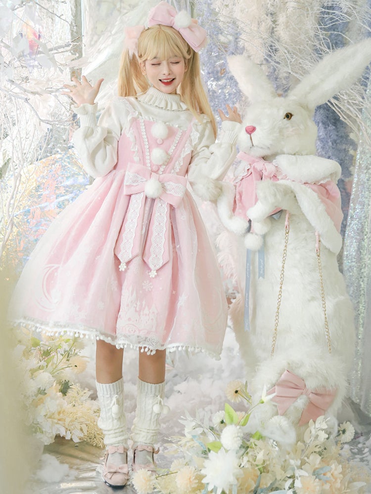 S/M Pink/Blue Kawaii Snow Fluffy Princess Dress and Cloak MK17182 - mkkawaiishop