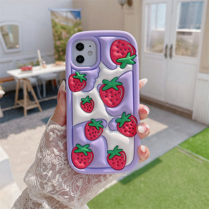 Pink Purple 3D Effect Strawberry Phone Case ON936