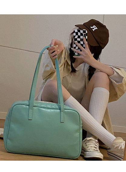 Leather Bag Color Tote Shoulder Bag - Heartzcore