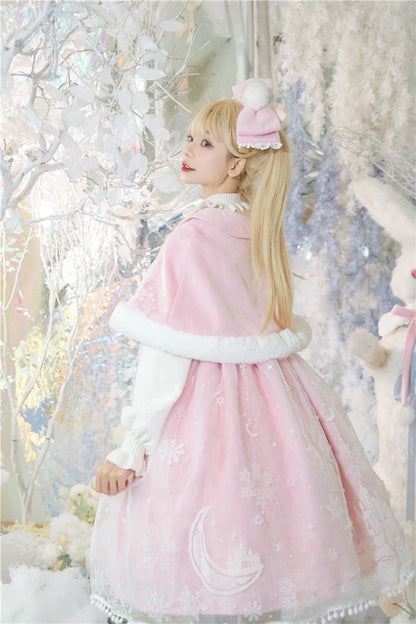 S/M Pink/Blue Kawaii Snow Fluffy Princess Dress and Cloak MK17182 - mkkawaiishop