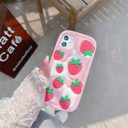 Pink Purple 3D Effect Strawberry Phone Case ON936