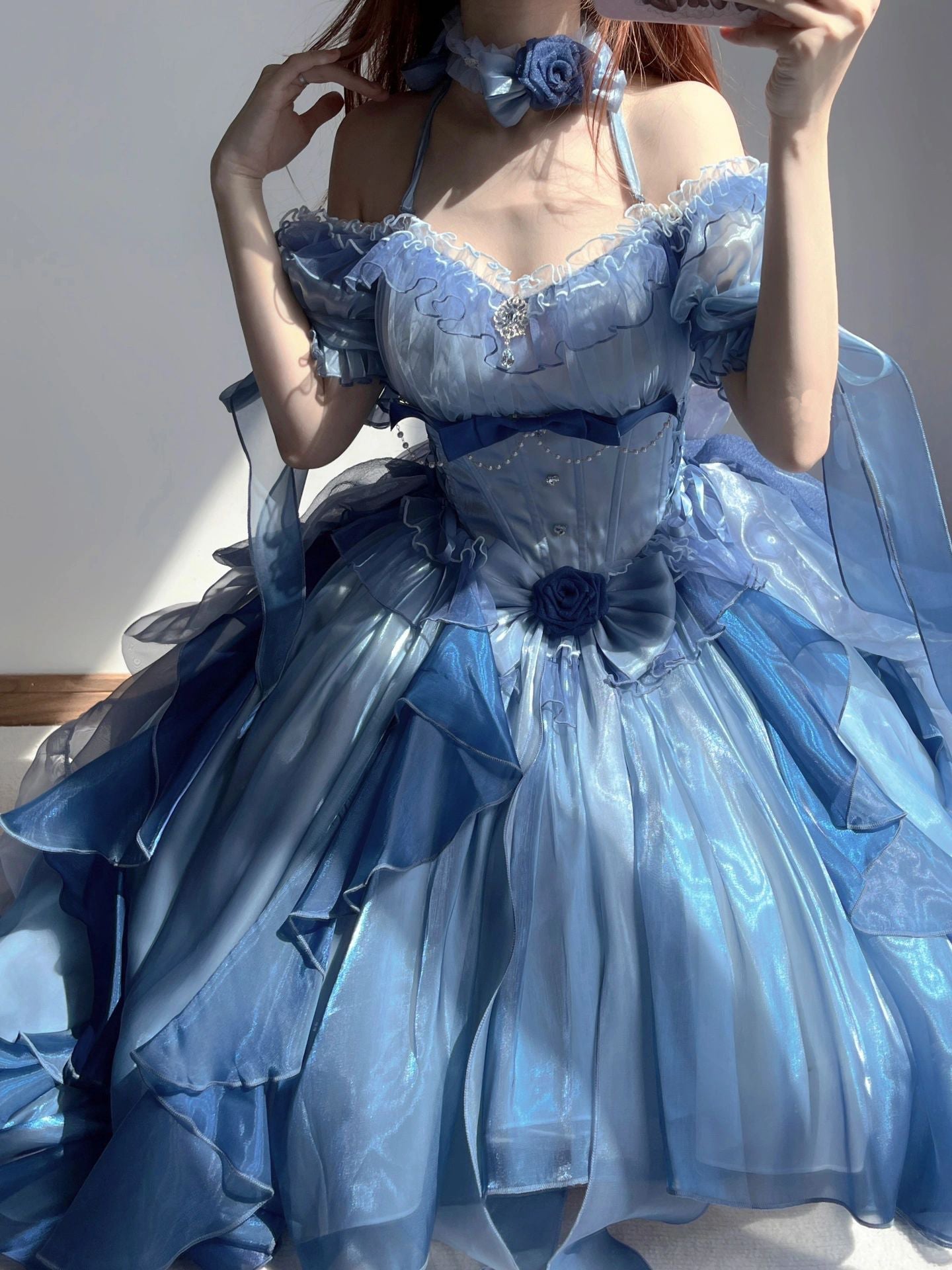 Jolie robe Lolita Kawaii à motif de méduses bleues ON821