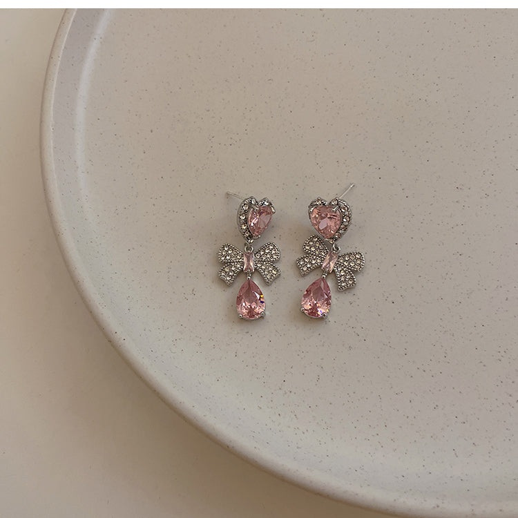 Pink Heart Diamond Earrings - Heartzcore