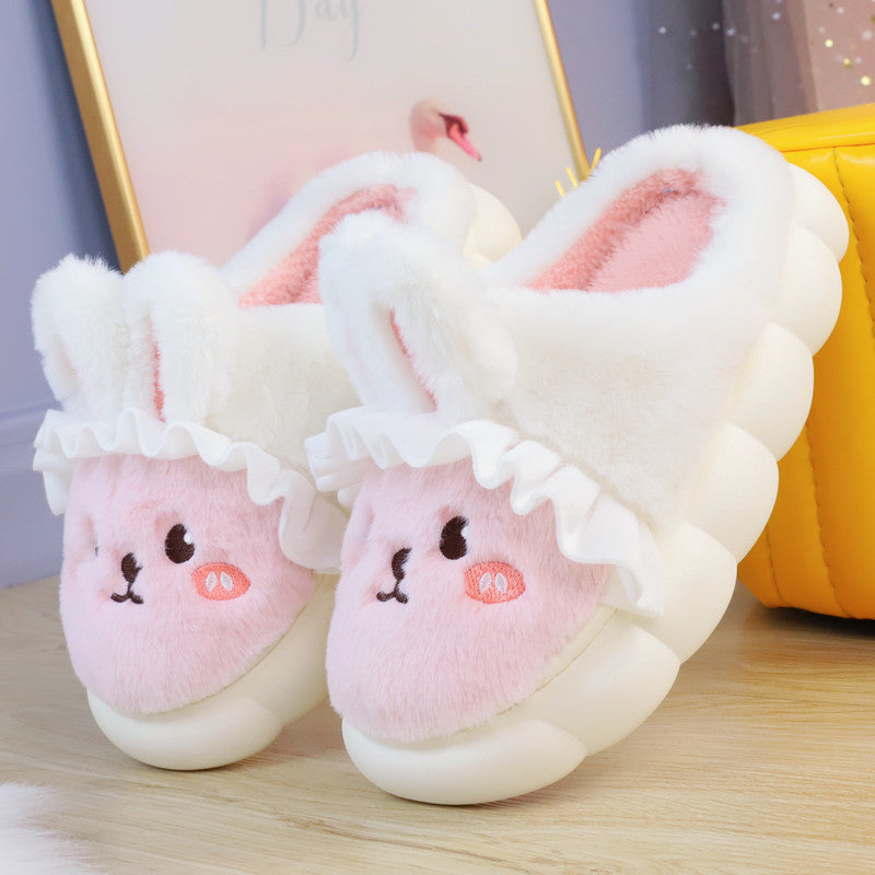 4 Colors Cute Fluffy Bunny Home Wear Slippers ON884