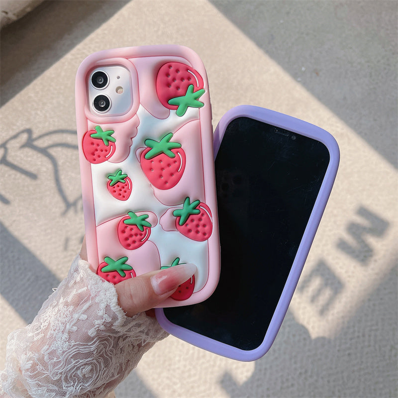 Pink Purple 3D Effect Strawberry Phone Case ON936