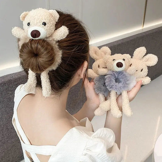 Kawaii Aesthetic Y2K Cute Fairy Plush Bear Hair Circle MK Kawaii Store