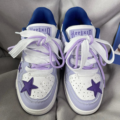 Kawaii Aesthetic Y2K Cute Fairy Purple Dopamine Star Sneakers Shoes MK Kawaii Store