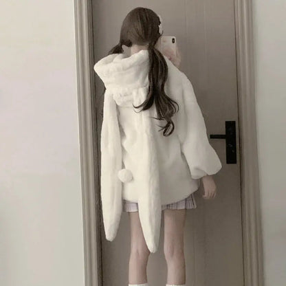Kawaii Aesthetic Y2K Cute Fairy Rabbit Bunny Plush Coat MK Kawaii Store