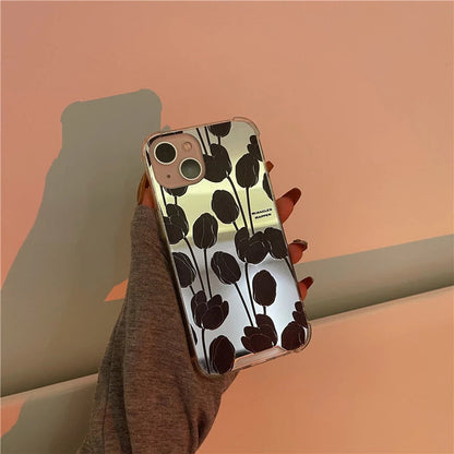 Retro Black Tulip Phone Case for iPhone 11 iPhone 13 Pro Max iPhone 12 Pro Max iPhone 7 Plus iPhone xr LIN92 - mkkawaiishop