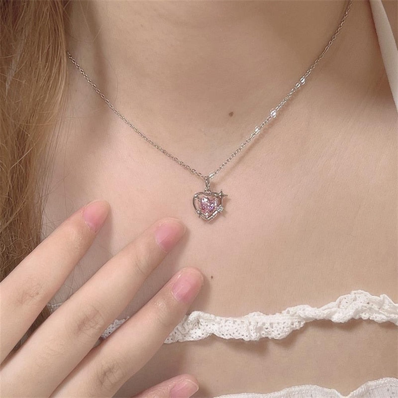 Collier coeur rose scintillant - Cupcake