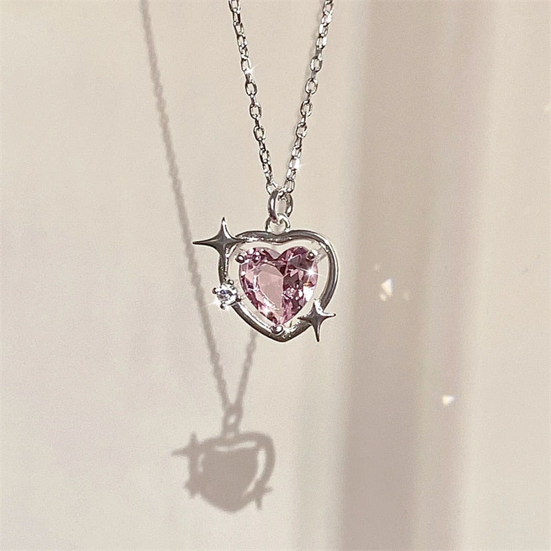 Collier coeur rose scintillant - Cupcake