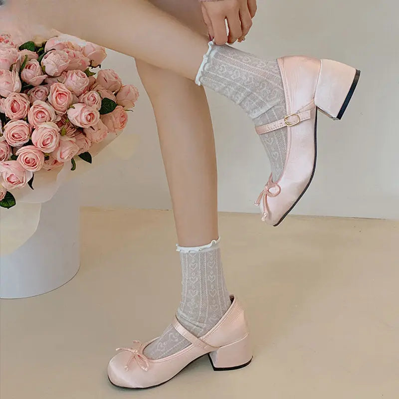 Kawaii Aesthetic Y2K Cute Fairy Sweet Ballet Bow Shoes MK Kawaii Store