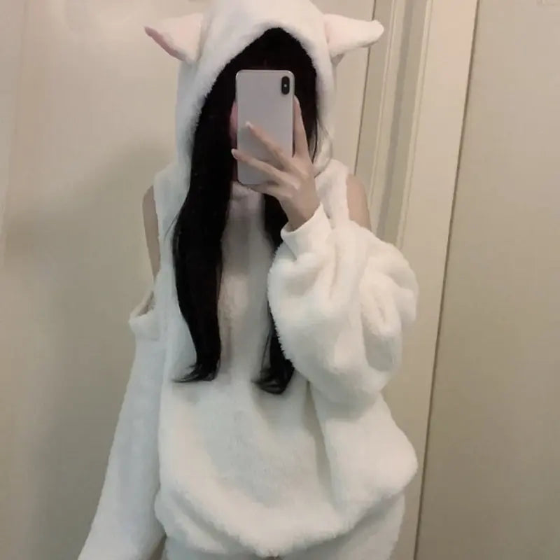 Kawaii Aesthetic Y2K Cute Fairy Sweet Cute Sheep Ear Hooded MK Kawaii Store