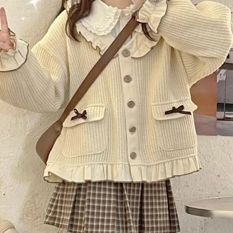 Kawaii Aesthetic Y2K Cute Fairy Sweet Lolita Collar Plaid Skirts Suit MK Kawaii Store