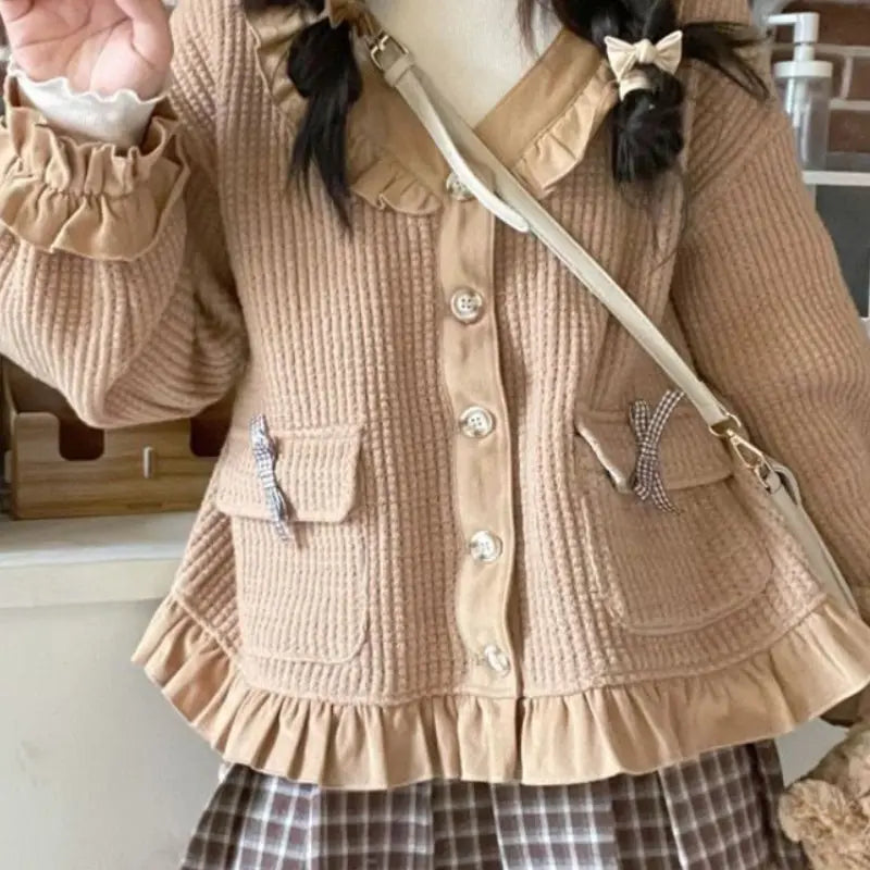 Kawaii Aesthetic Y2K Cute Fairy Sweet Lolita Collar Plaid Skirts Suit MK Kawaii Store