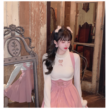 Robe mini sexy pastel à motif cœur doux MK18733