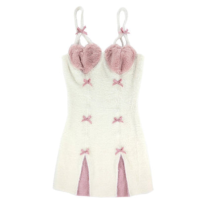 Robe mini sexy pastel à motif cœur doux MK18733