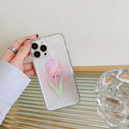 Pink Tulip Flower Phone Cases For iPhone 11 iPhone 13 Pro Max iPhone 12 Pro Max iPhone 7Plus iPhone xr LIN82 - mkkawaiishop