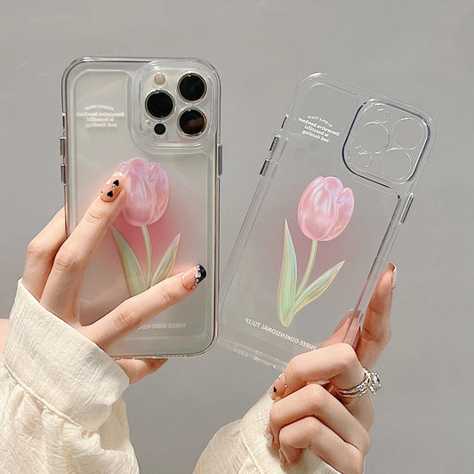 Pink Tulip Flower Phone Cases For iPhone 11 iPhone 13 Pro Max iPhone 12 Pro Max iPhone 7Plus iPhone xr LIN82 - mkkawaiishop