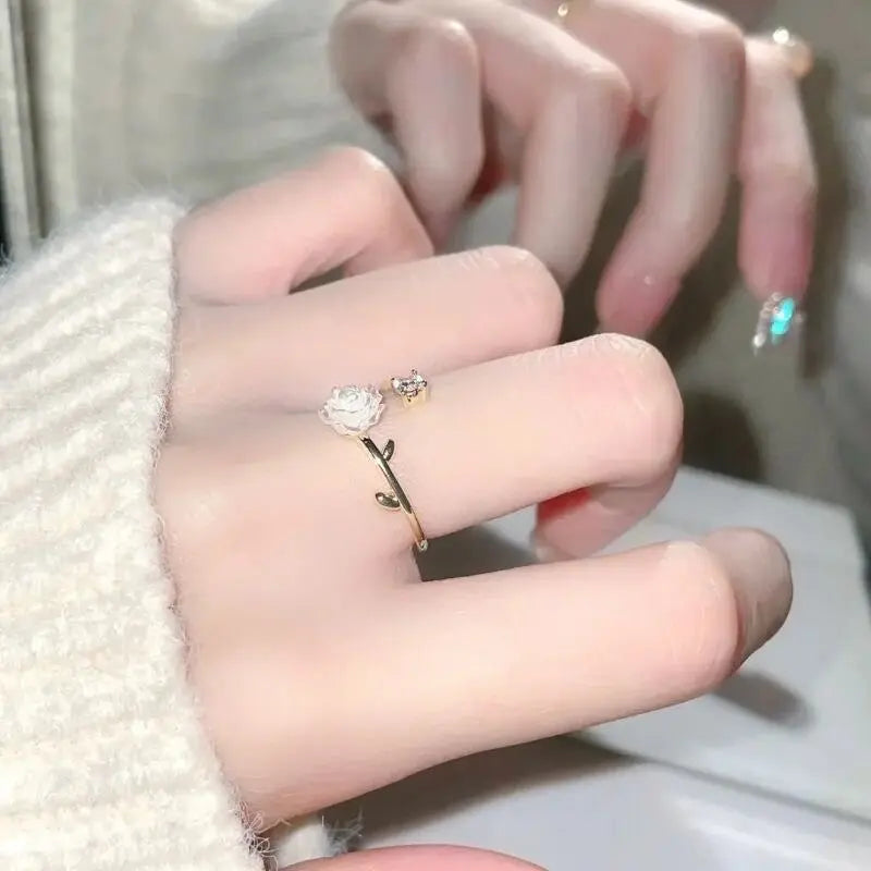 Kawaii Aesthetic Y2K Cute Fairy White Botanical Rings MK Kawaii Store