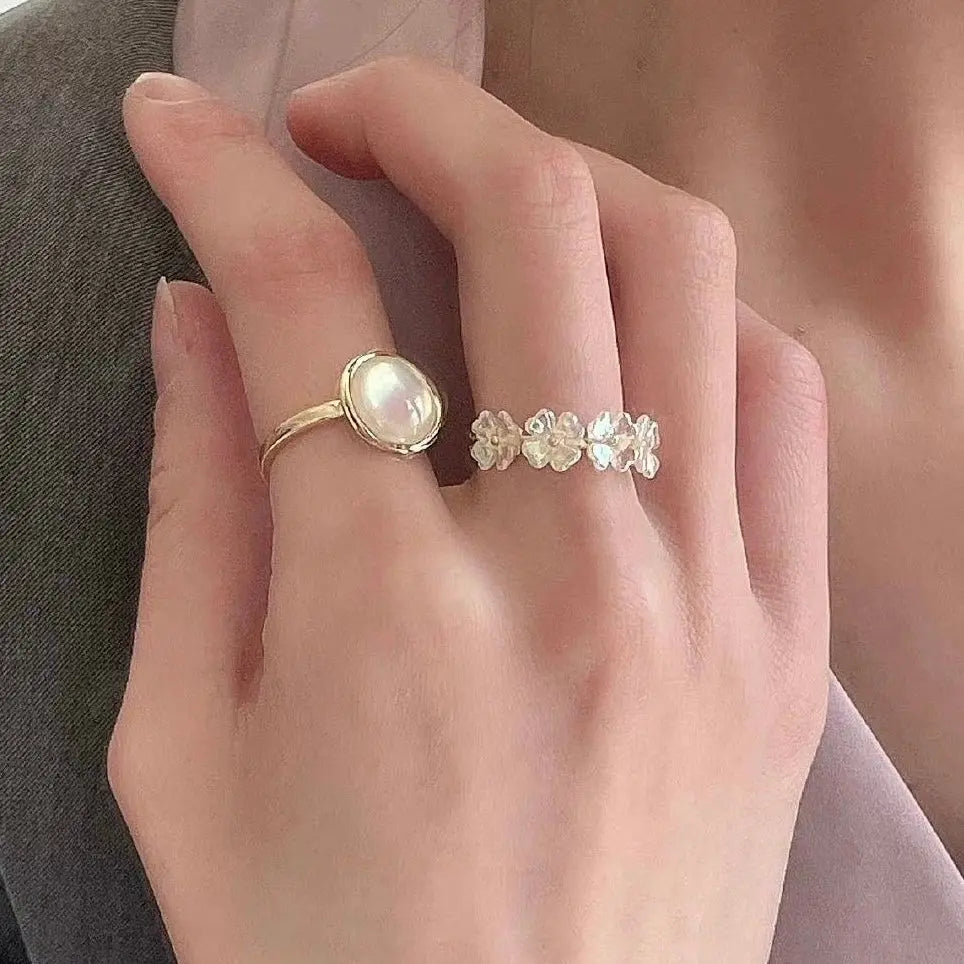 Kawaii Aesthetic Y2K Cute Fairy White Botanical Rings MK Kawaii Store