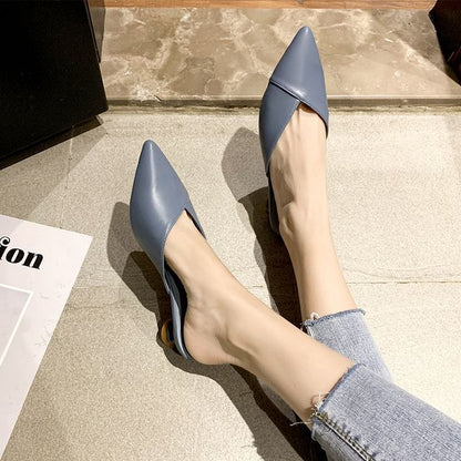 Mules pointues à talon bas cc8
